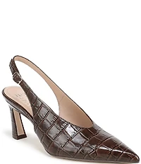 Naturalizer 27 EDIT Elaine Croco Embossed Leather High Vamp Slingback Dress Pumps