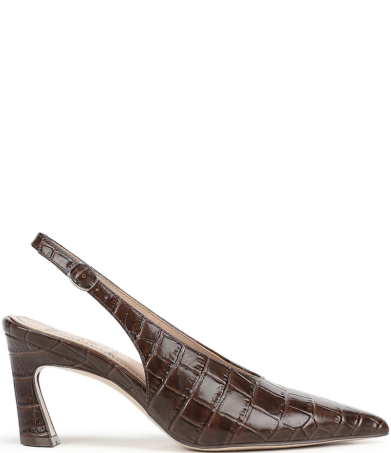 Naturalizer 27 EDIT Elaine Croco Embossed Leather High Vamp Slingback Dress Pumps