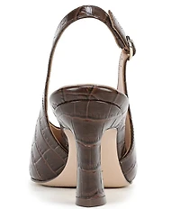 Naturalizer 27 EDIT Elaine Croco Embossed Leather High Vamp Slingback Dress Pumps