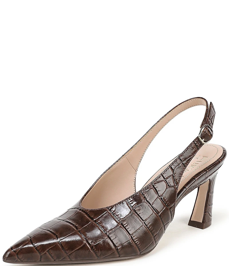 Naturalizer 27 EDIT Elaine Croco Embossed Leather High Vamp Slingback Dress Pumps