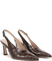 Naturalizer 27 EDIT Elaine Croco Embossed Leather High Vamp Slingback Dress Pumps