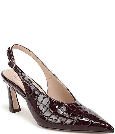 Naturalizer 27 EDIT Elaine Croco Embossed Leather High Vamp Slingback Dress Pumps