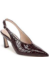 Naturalizer 27 EDIT Elaine Croco Embossed Leather High Vamp Slingback Dress Pumps