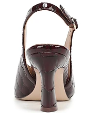 Naturalizer 27 EDIT Elaine Croco Embossed Leather High Vamp Slingback Dress Pumps