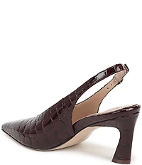 Naturalizer 27 EDIT Elaine Croco Embossed Leather High Vamp Slingback Dress Pumps