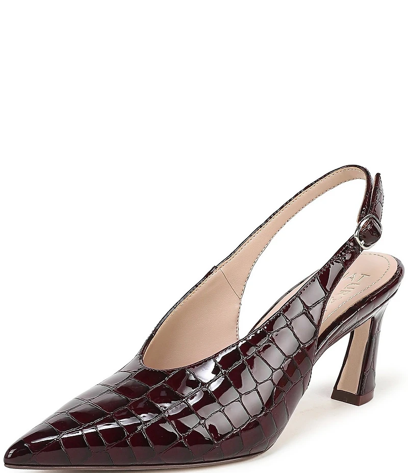 Naturalizer 27 EDIT Elaine Croco Embossed Leather High Vamp Slingback Dress Pumps