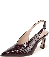 Naturalizer 27 EDIT Elaine Croco Embossed Leather High Vamp Slingback Dress Pumps