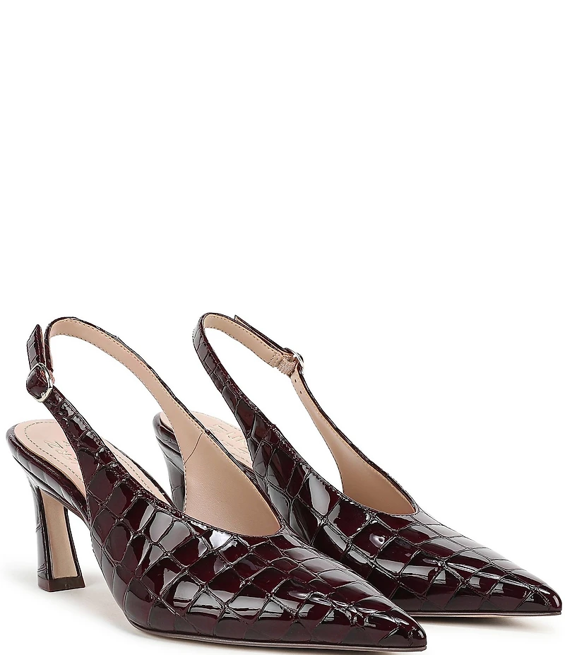 Naturalizer 27 EDIT Elaine Croco Embossed Leather High Vamp Slingback Dress Pumps
