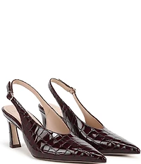Naturalizer 27 EDIT Elaine Croco Embossed Leather High Vamp Slingback Dress Pumps