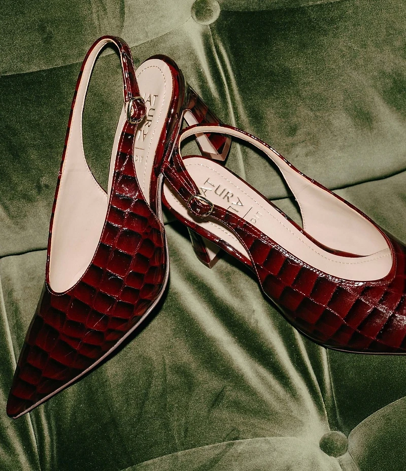 Naturalizer 27 EDIT Elaine Croco Embossed Leather High Vamp Slingback Dress Pumps