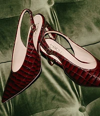 Naturalizer 27 EDIT Elaine Croco Embossed Leather High Vamp Slingback Dress Pumps