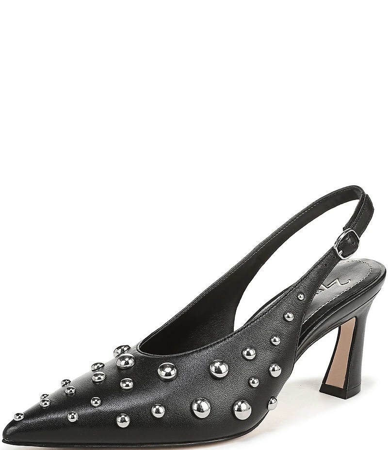 Naturalizer 27 EDIT Elaine Leather Studded Pointed Toe Slingback Pumps