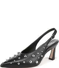 Naturalizer 27 EDIT Elaine Leather Studded Pointed Toe Slingback Pumps
