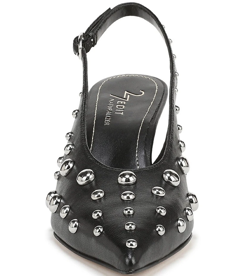 Naturalizer 27 EDIT Elaine Leather Studded Pointed Toe Slingback Pumps