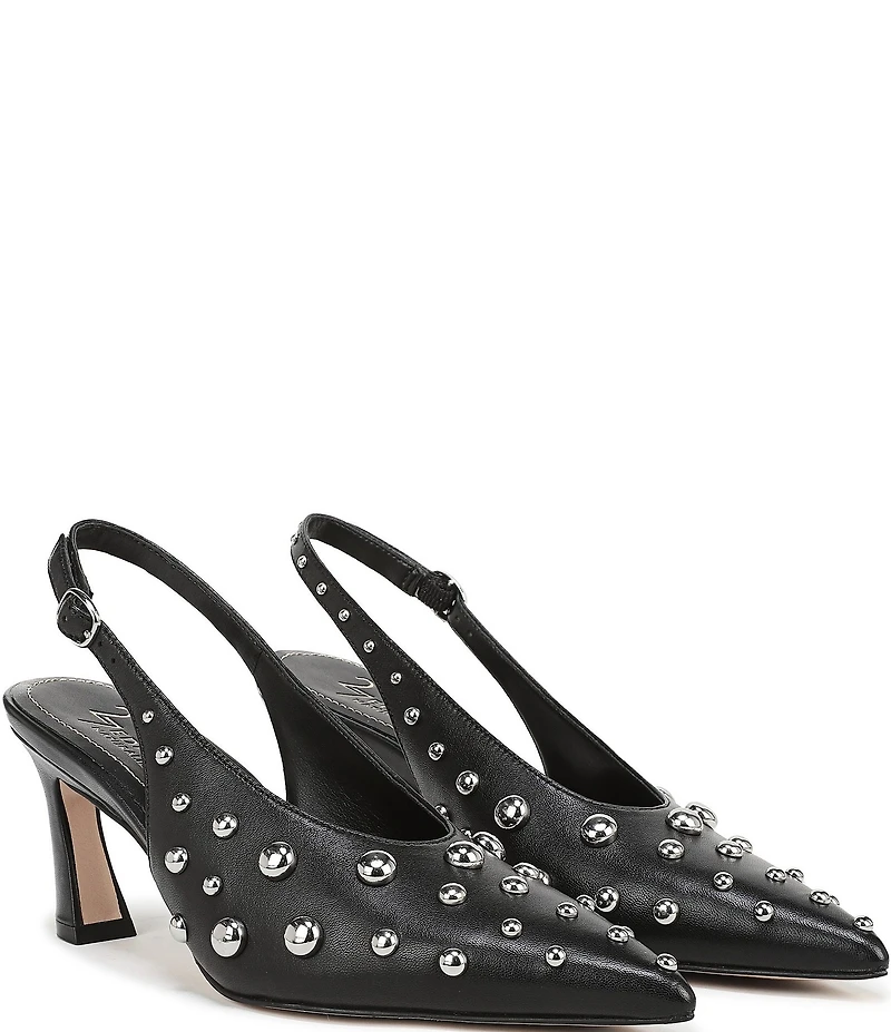 Naturalizer 27 EDIT Elaine Leather Studded Pointed Toe Slingback Pumps