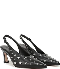Naturalizer 27 EDIT Elaine Leather Studded Pointed Toe Slingback Pumps