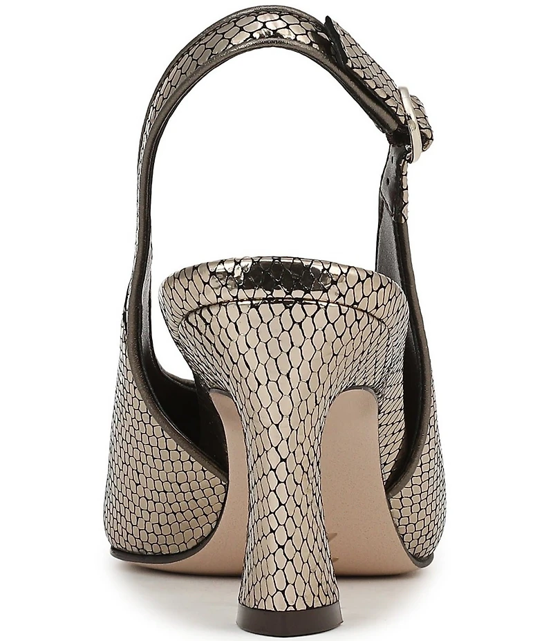 Naturalizer 27 EDIT Elaine Metallic Snake Print Leather Pointed Toe Slingback Pumps