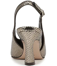 Naturalizer 27 EDIT Elaine Metallic Snake Print Leather Pointed Toe Slingback Pumps