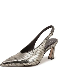 Naturalizer 27 EDIT Elaine Metallic Snake Print Leather Pointed Toe Slingback Pumps