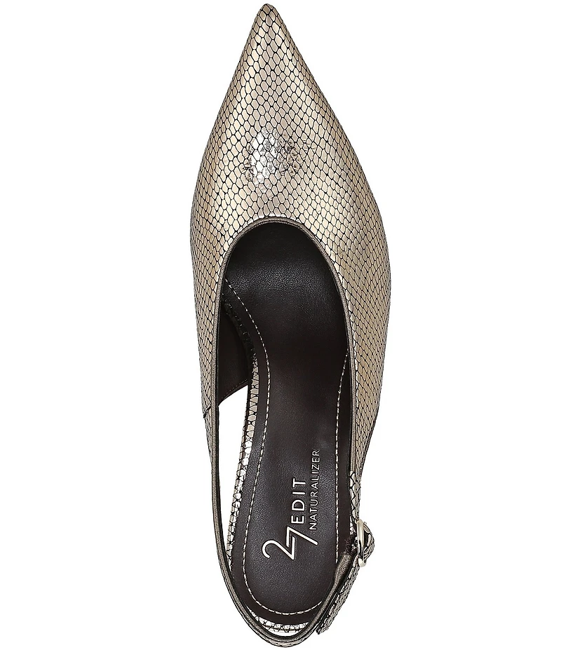 Naturalizer 27 EDIT Elaine Metallic Snake Print Leather Pointed Toe Slingback Pumps