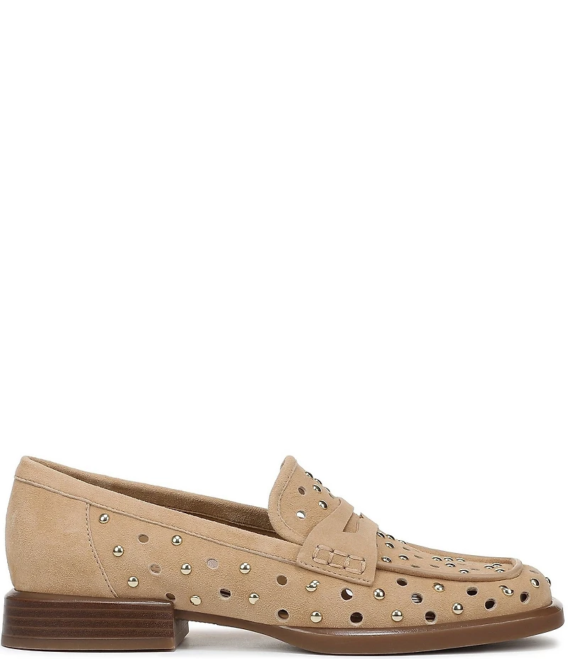 Naturalizer 27 EDIT Haven Studded Perf Suede Penny Loafers