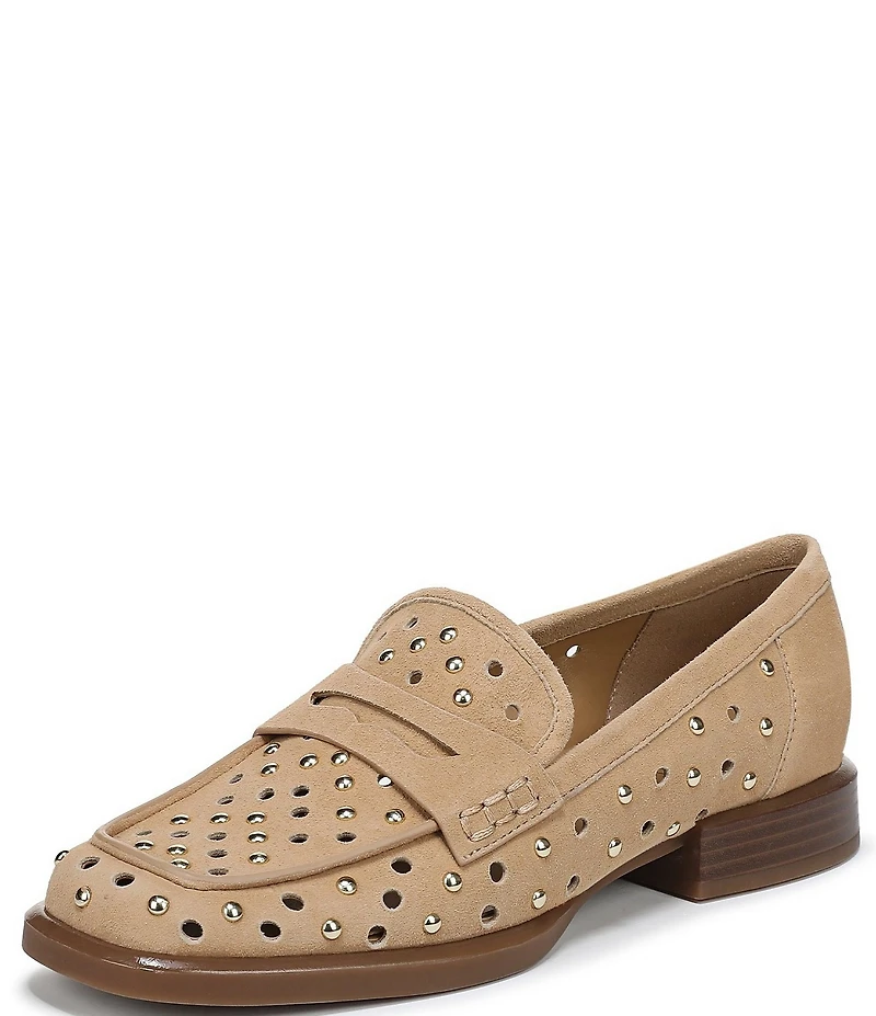 Naturalizer 27 EDIT Haven Studded Perf Suede Penny Loafers