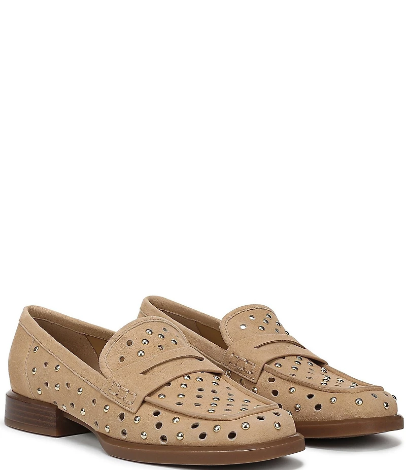 Naturalizer 27 EDIT Haven Studded Perf Suede Penny Loafers