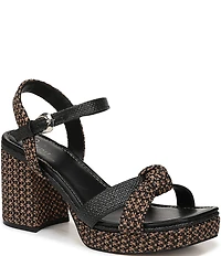 Naturalizer 27 EDIT Peyton Raffia Covered Block Heel Platform Sandals