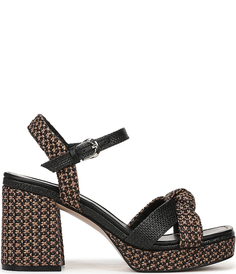 Naturalizer 27 EDIT Peyton Raffia Covered Block Heel Platform Sandals