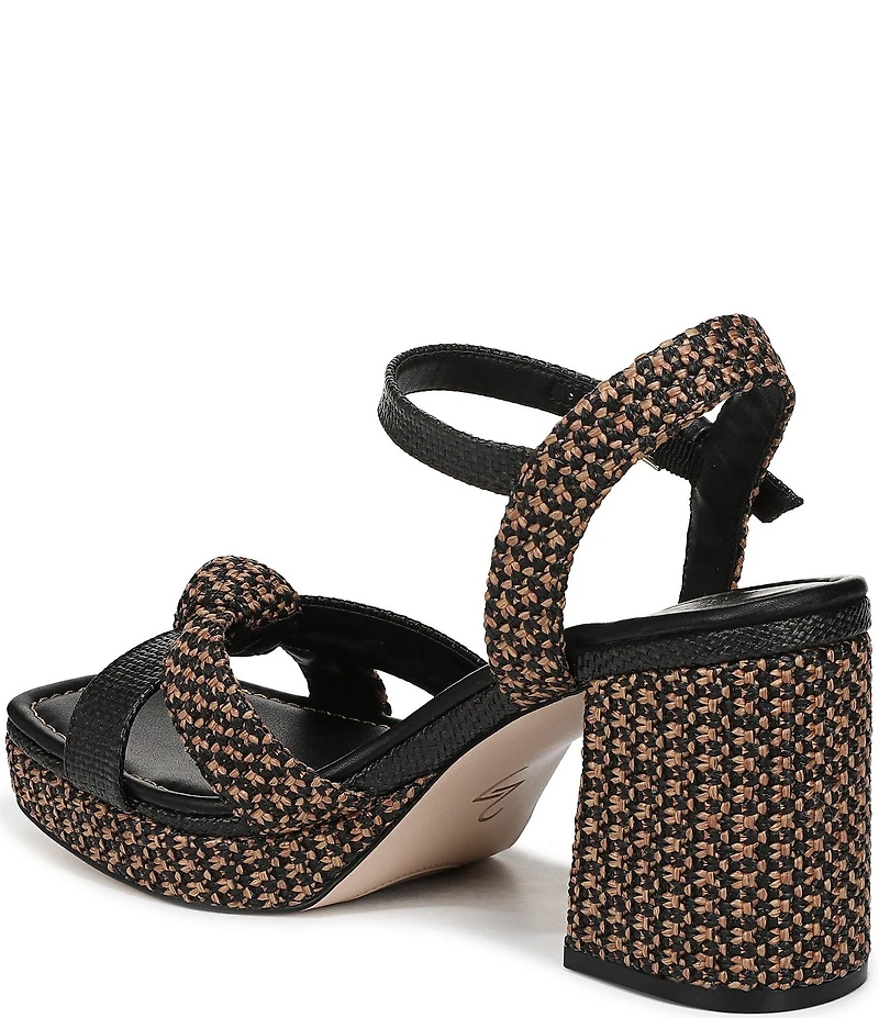 Naturalizer 27 EDIT Peyton Raffia Covered Block Heel Platform Sandals