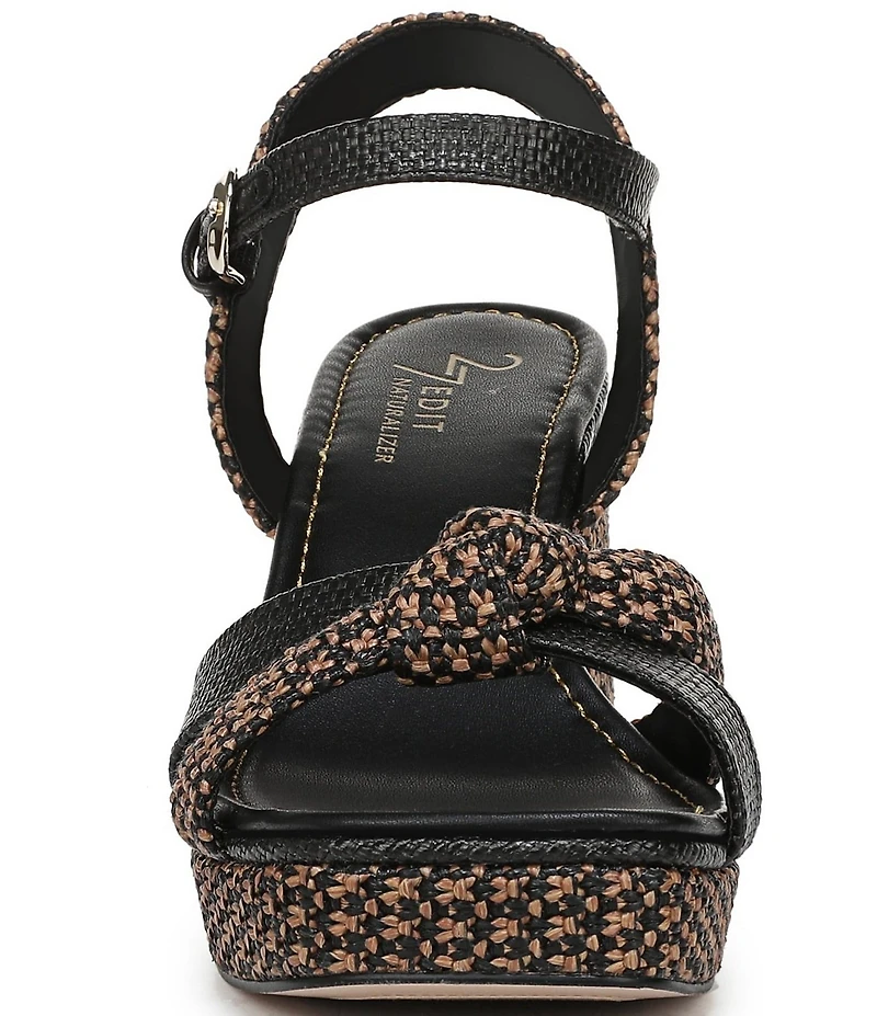 Naturalizer 27 EDIT Peyton Raffia Covered Block Heel Platform Sandals