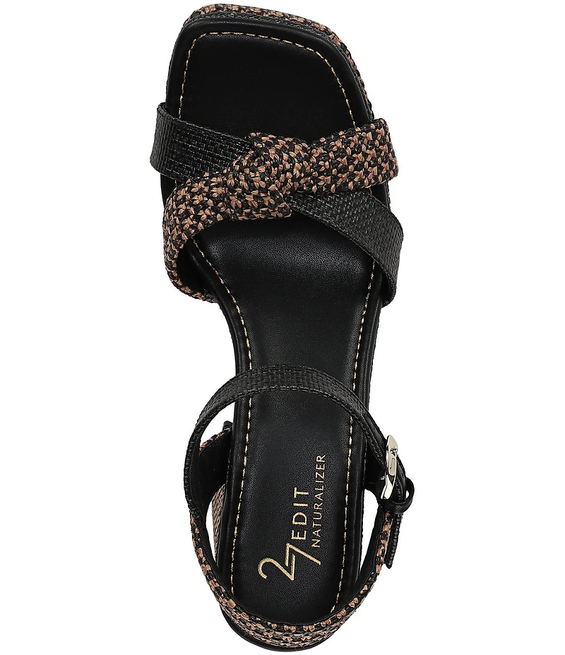 Naturalizer 27 EDIT Peyton Raffia Covered Block Heel Platform Sandals