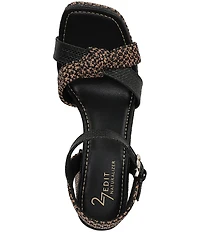 Naturalizer 27 EDIT Peyton Raffia Covered Block Heel Platform Sandals