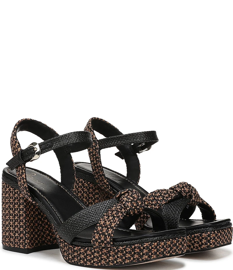 Naturalizer 27 EDIT Peyton Raffia Covered Block Heel Platform Sandals