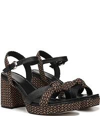 Naturalizer 27 EDIT Peyton Raffia Covered Block Heel Platform Sandals
