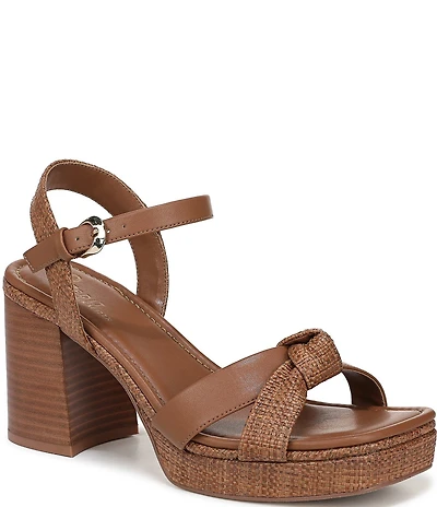 Naturalizer 27 EDIT Peyton Raffia Stack Block Heel Platform Sandals