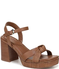 Naturalizer 27 EDIT Peyton Raffia Stack Block Heel Platform Sandals