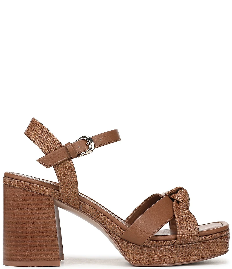 Naturalizer 27 EDIT Peyton Raffia Stack Block Heel Platform Sandals