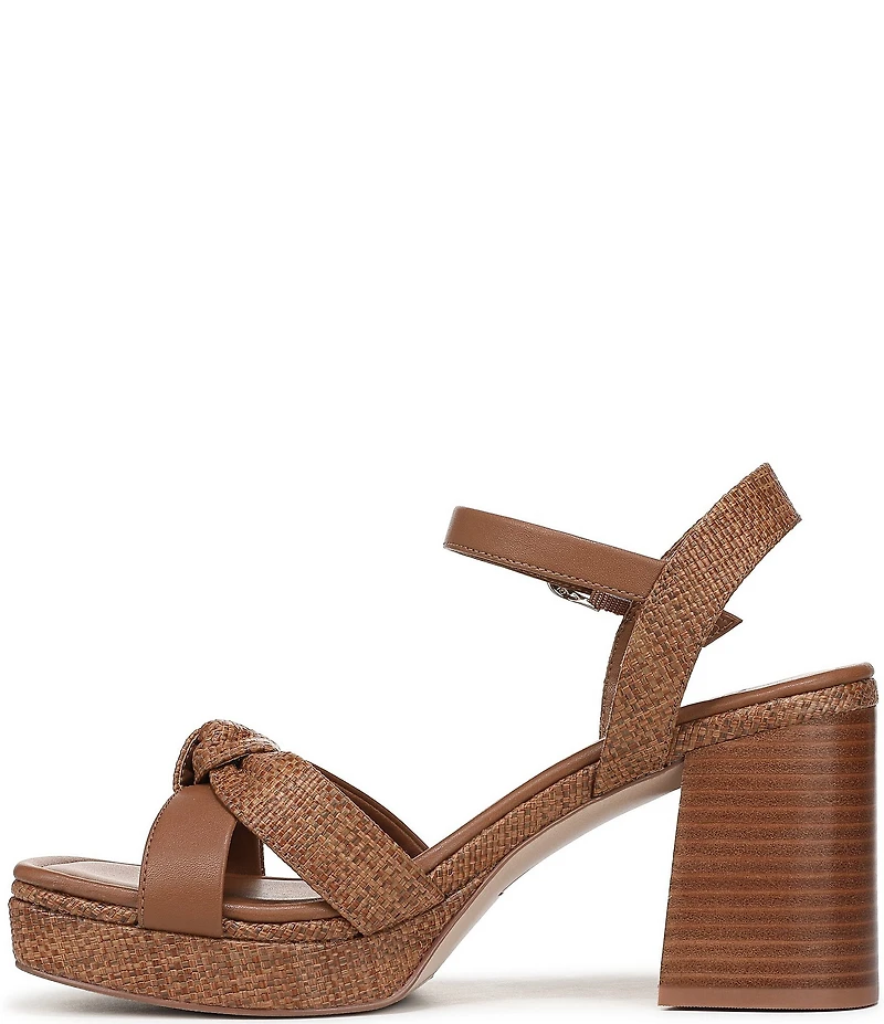 Naturalizer 27 EDIT Peyton Raffia Stack Block Heel Platform Sandals