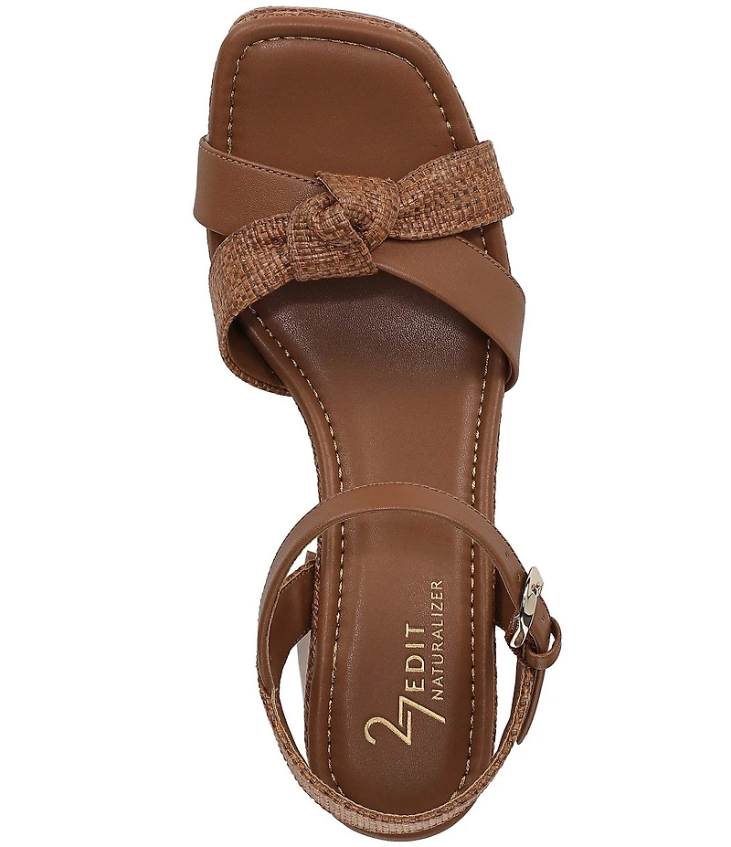 Naturalizer 27 EDIT Peyton Raffia Stack Block Heel Platform Sandals