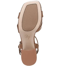 Naturalizer 27 EDIT Peyton Raffia Stack Block Heel Platform Sandals