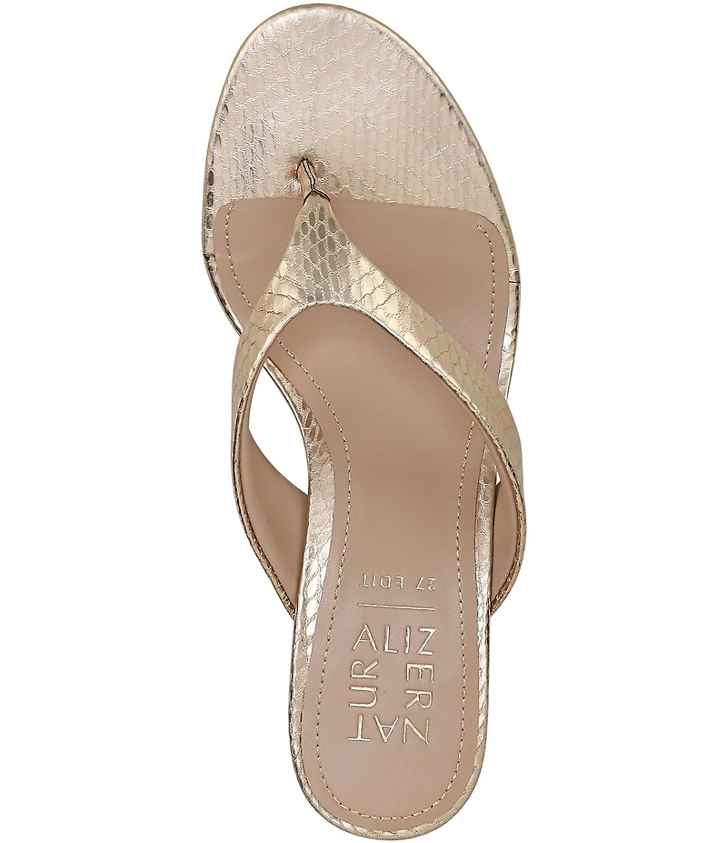 Naturalizer 27 EDIT Tressa Embossed Metallic Thong Dress Sandals
