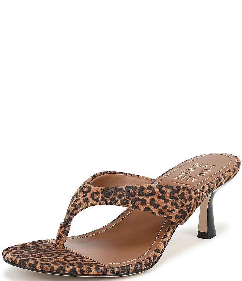 Naturalizer 27 EDIT Tressa Suede Leopard Print Thong Stiletto Dress Sandals