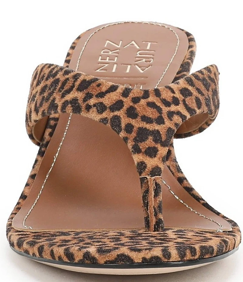 Naturalizer 27 EDIT Tressa Suede Leopard Print Thong Stiletto Dress Sandals