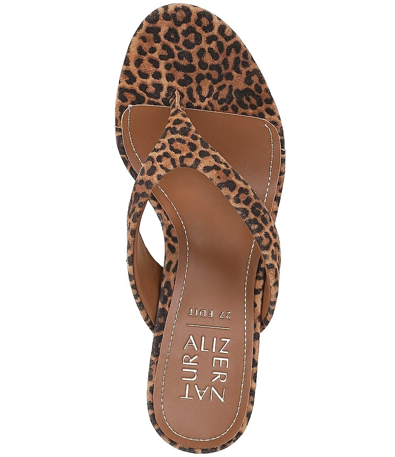 Naturalizer 27 EDIT Tressa Suede Leopard Print Thong Stiletto Dress Sandals
