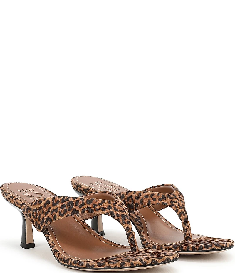Naturalizer 27 EDIT Tressa Suede Leopard Print Thong Stiletto Dress Sandals