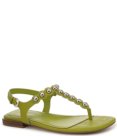 Naturalizer 27 EDT Nara Textured Leather Studded Thong Flat Sandals