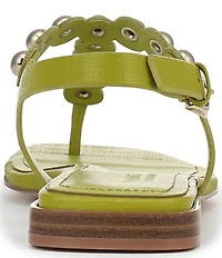 Naturalizer 27 EDT Nara Textured Leather Studded Thong Flat Sandals