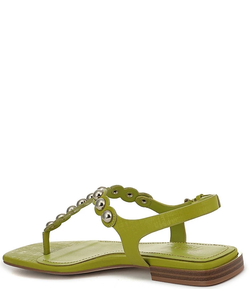 Naturalizer 27 EDT Nara Textured Leather Studded Thong Flat Sandals