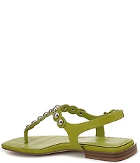 Naturalizer 27 EDT Nara Textured Leather Studded Thong Flat Sandals